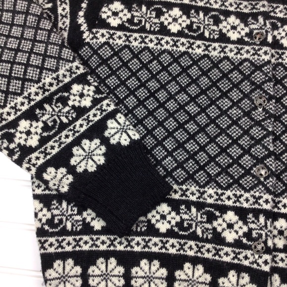 GAP 100% Wool Made in Korea Black White Button Down Cardigan - Picture 10 of 13